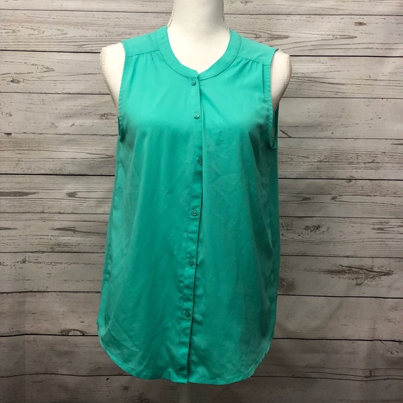 [ AEO ] Teal Sheer Back Button Blouse - Picture 2 of 6